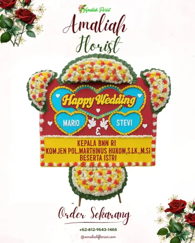 Karangan Papan Bunga Pernikahan di Indrajaya